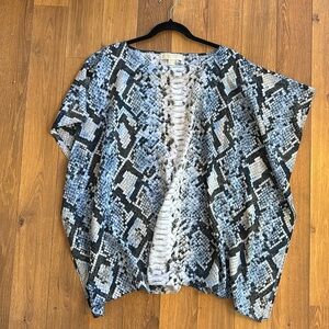 Blue Snakeskin Michael Kors Poncho Blouse - S/M